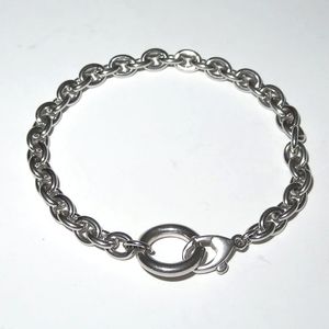 Round Ring Oval Link Sterling Silver Bracelet